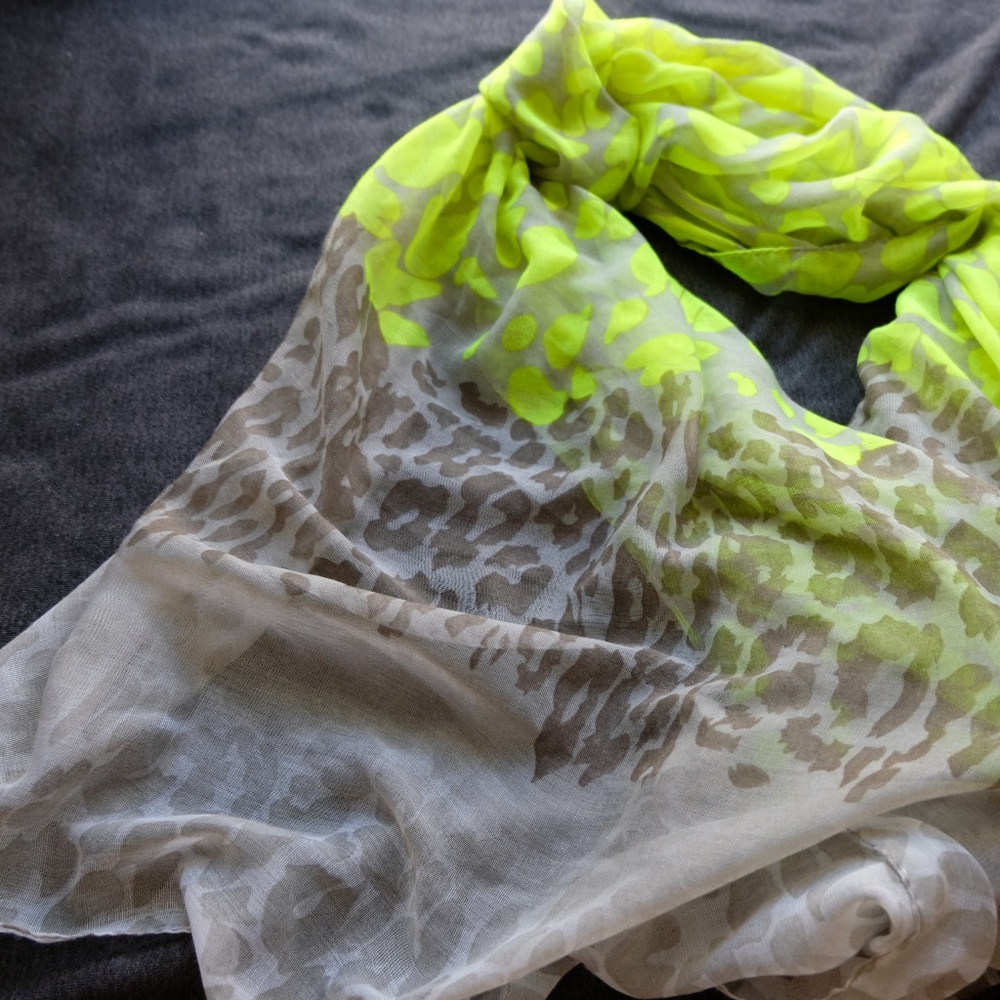 Lime green leopard scarf